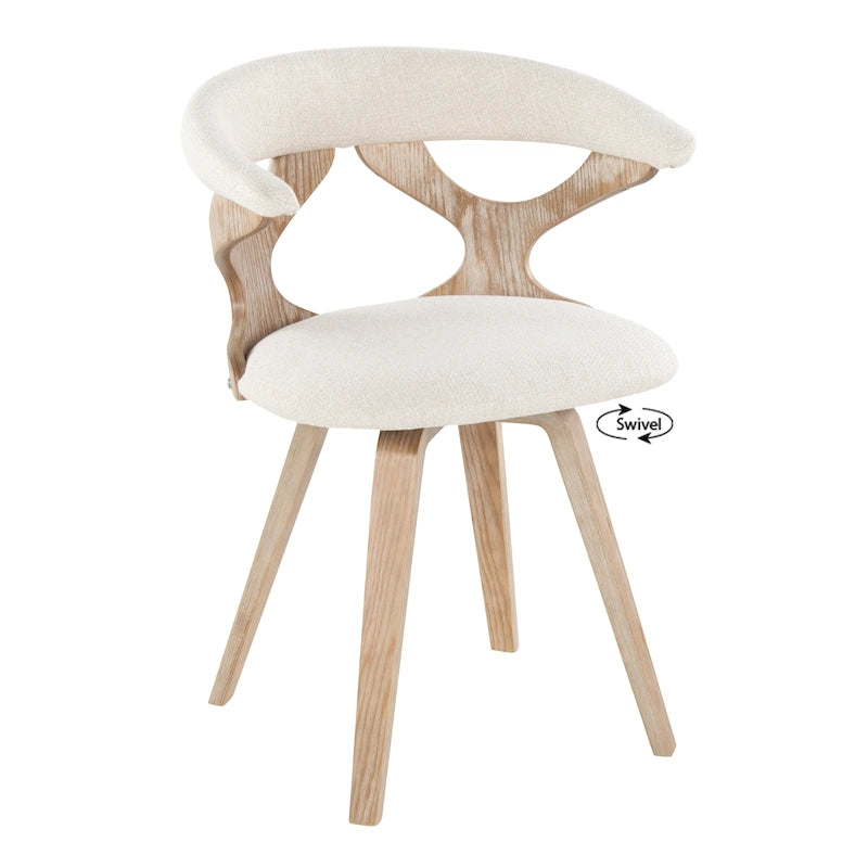 Mid-Century Modern Upholstered Swivel Accent Dining Chair with Wood Legs
