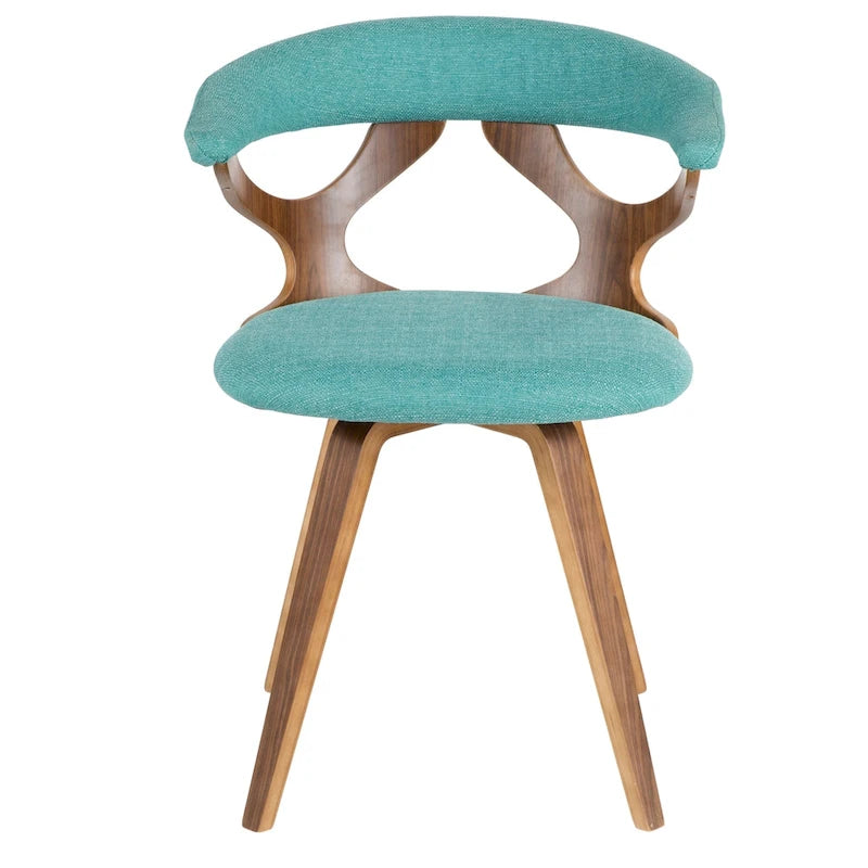 Mid-Century Modern Upholstered Swivel Accent Dining Chair with Wood Legs
