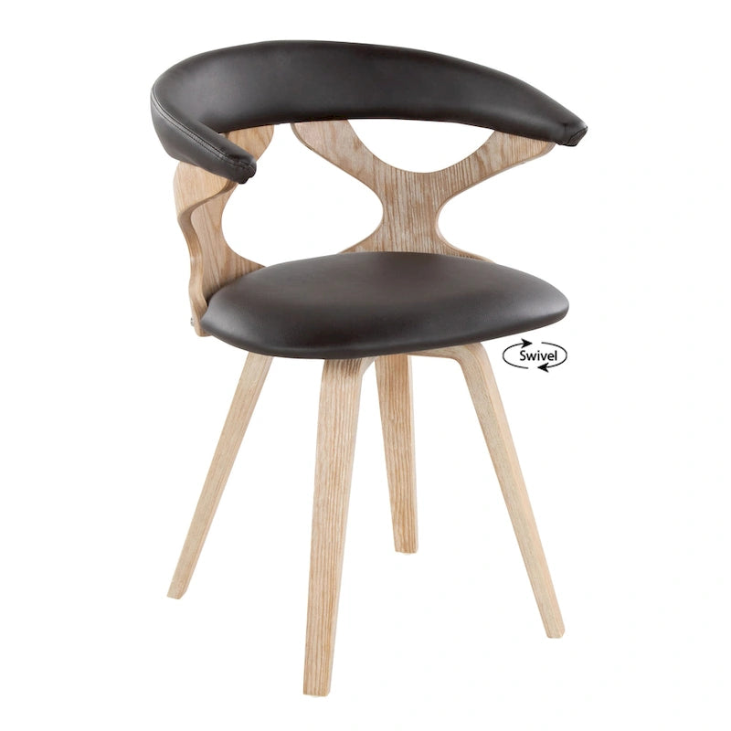 Mid-Century Modern Upholstered Swivel Accent Dining Chair with Wood Legs