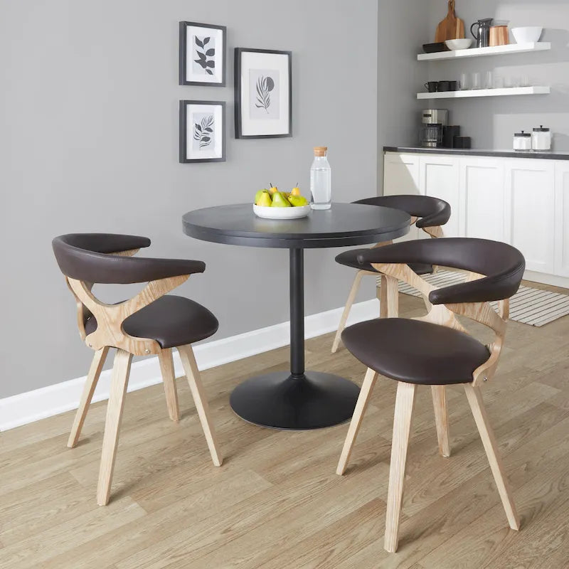 Mid-Century Modern Upholstered Swivel Accent Dining Chair with Wood Legs