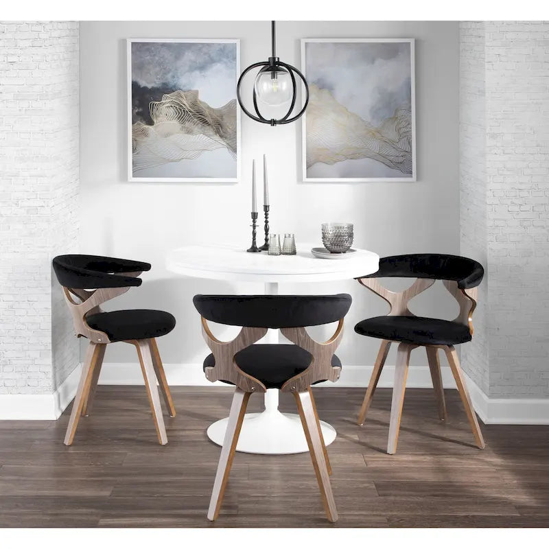 Mid-Century Modern Upholstered Swivel Accent Dining Chair with Wood Legs
