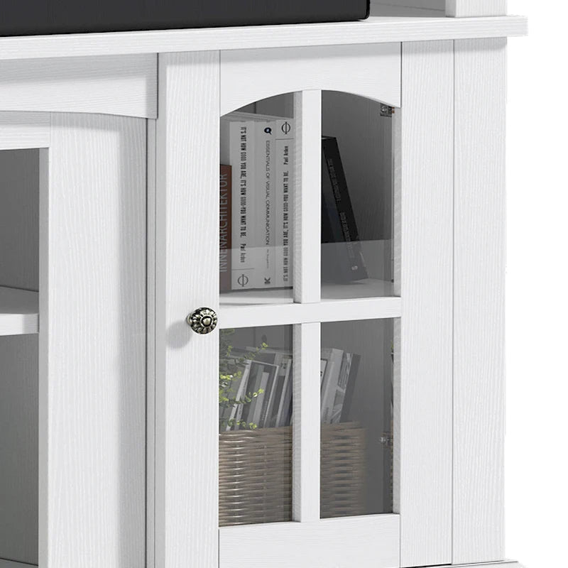 58-Inch Farmhouse TV Stand with RGB LED Lights and Enclosed Storage