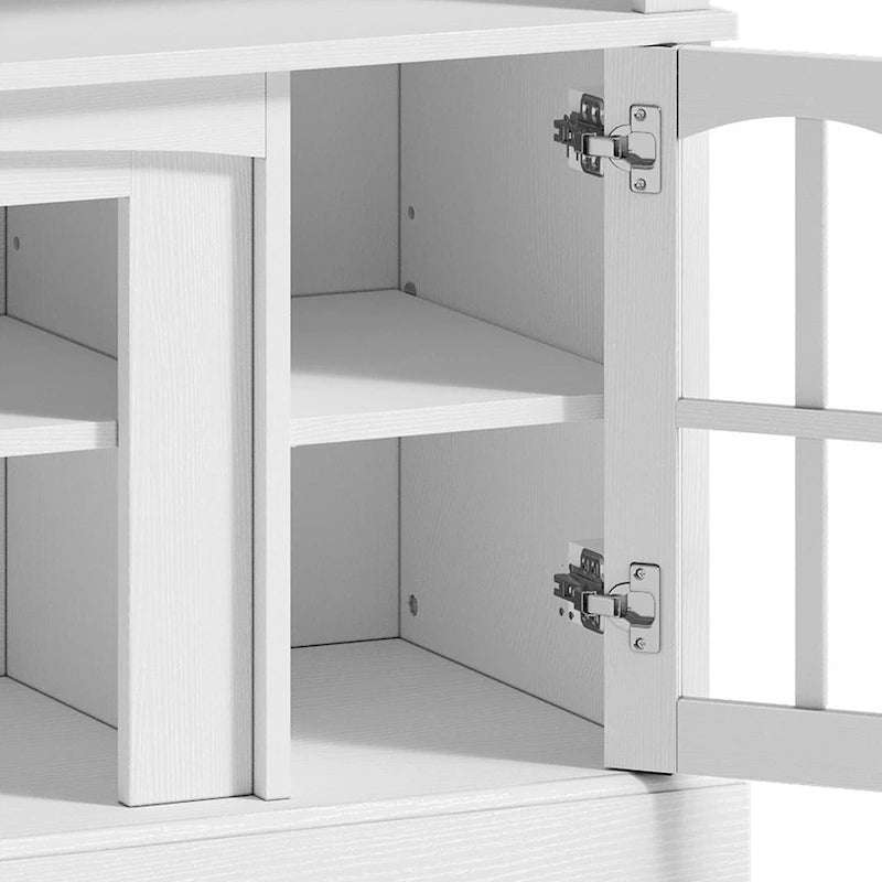 58-Inch Farmhouse TV Stand with RGB LED Lights and Enclosed Storage