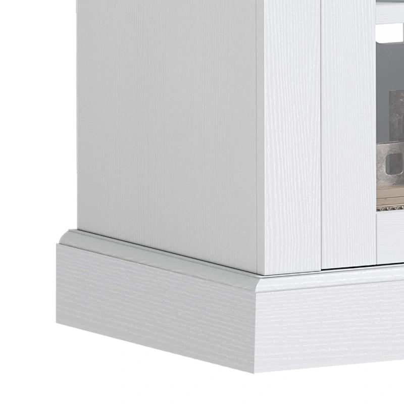 58-Inch Farmhouse TV Stand with RGB LED Lights and Enclosed Storage