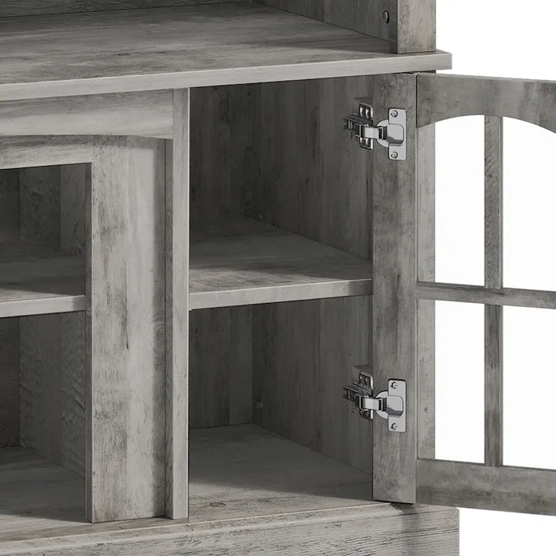 58-Inch Farmhouse TV Stand with RGB LED Lights and Enclosed Storage