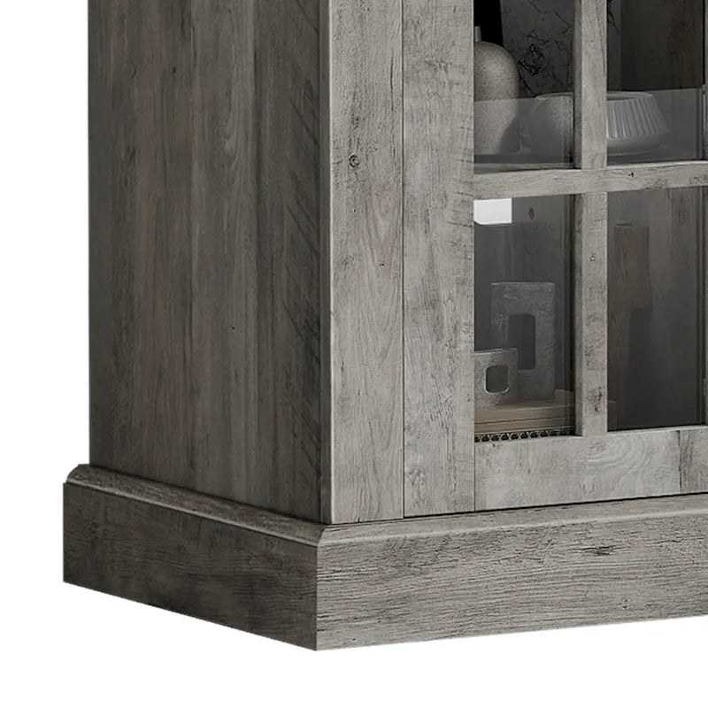 58-Inch Farmhouse TV Stand with RGB LED Lights and Enclosed Storage