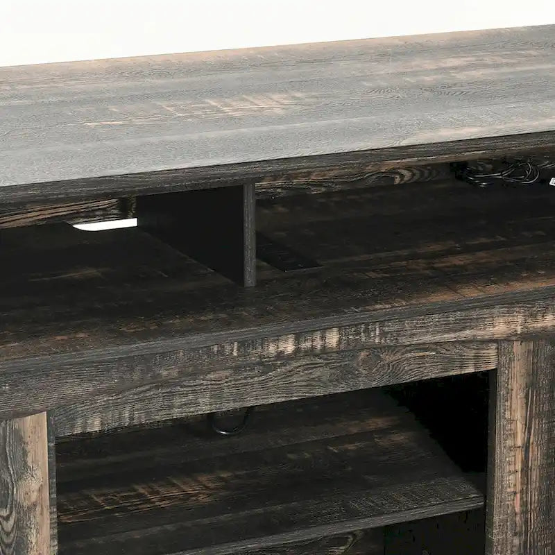 58-Inch Farmhouse TV Stand with RGB LED Lights and Enclosed Storage