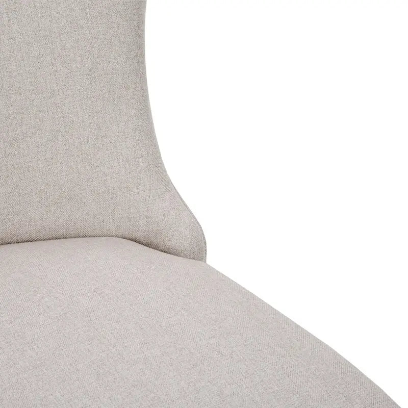 Wingback Upholstered Dining Side Chair with Solid Wood Legs, Cream Grey