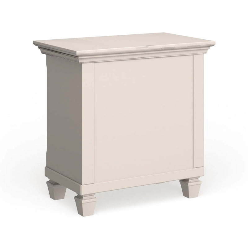 White 3-Drawer Solid Pine Wood Nightstand with Dark Metal Pulls