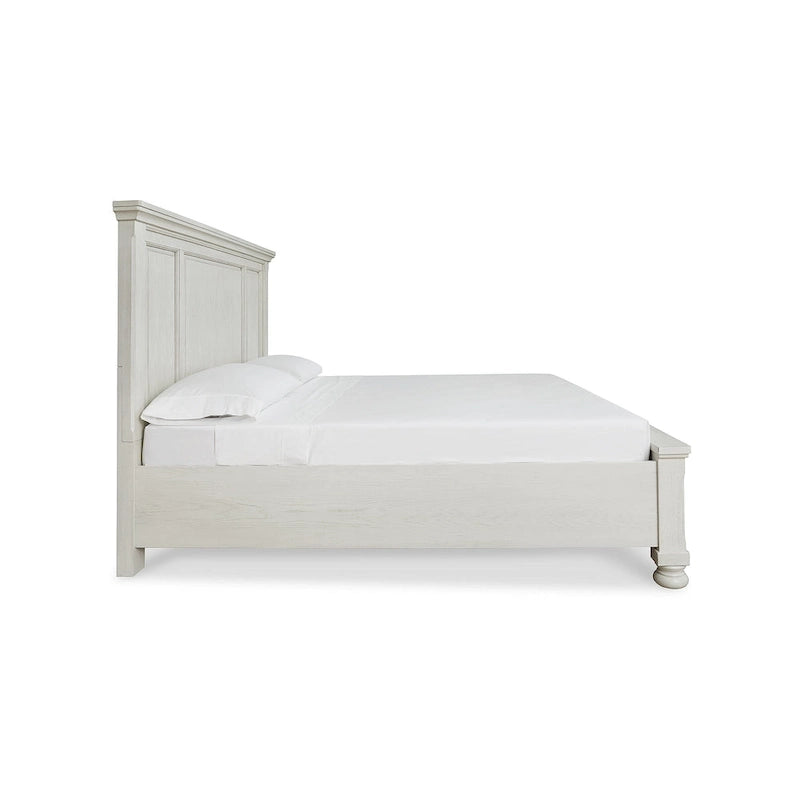 Antique White Panel Storage Bed with Footboard Drawers