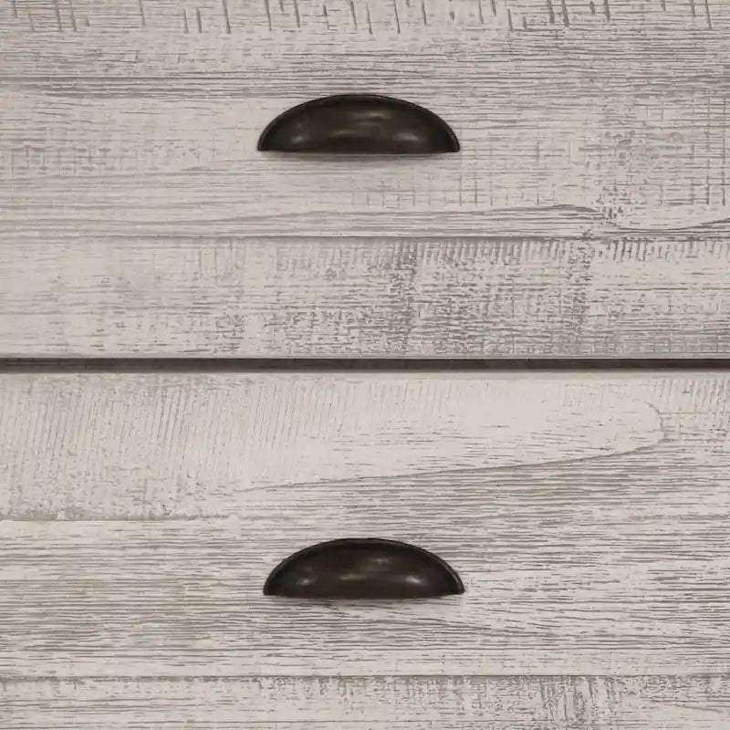 Solid Pine Wood 2-Drawer Nightstand with Rustic Distressed Finish