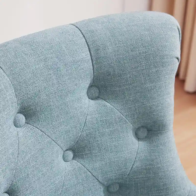 Office Chair with Wheels, Adjustable Height, Linen Fabric Upholstered Computer Desk Chair Swivel