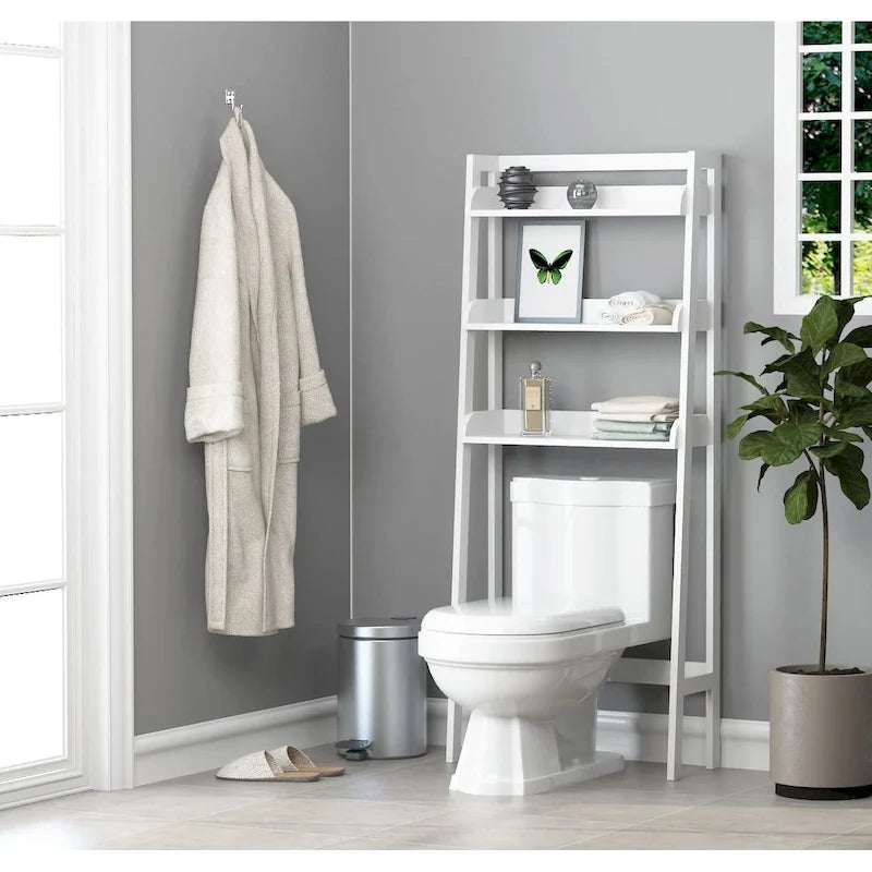 3-Shelf Bathroom Organizer Over Toilet Storage Rack Brown White Grey