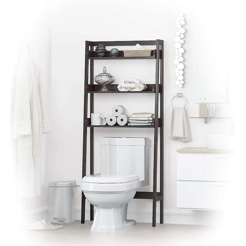 3-Shelf Bathroom Organizer Over Toilet Storage Rack Brown White Grey