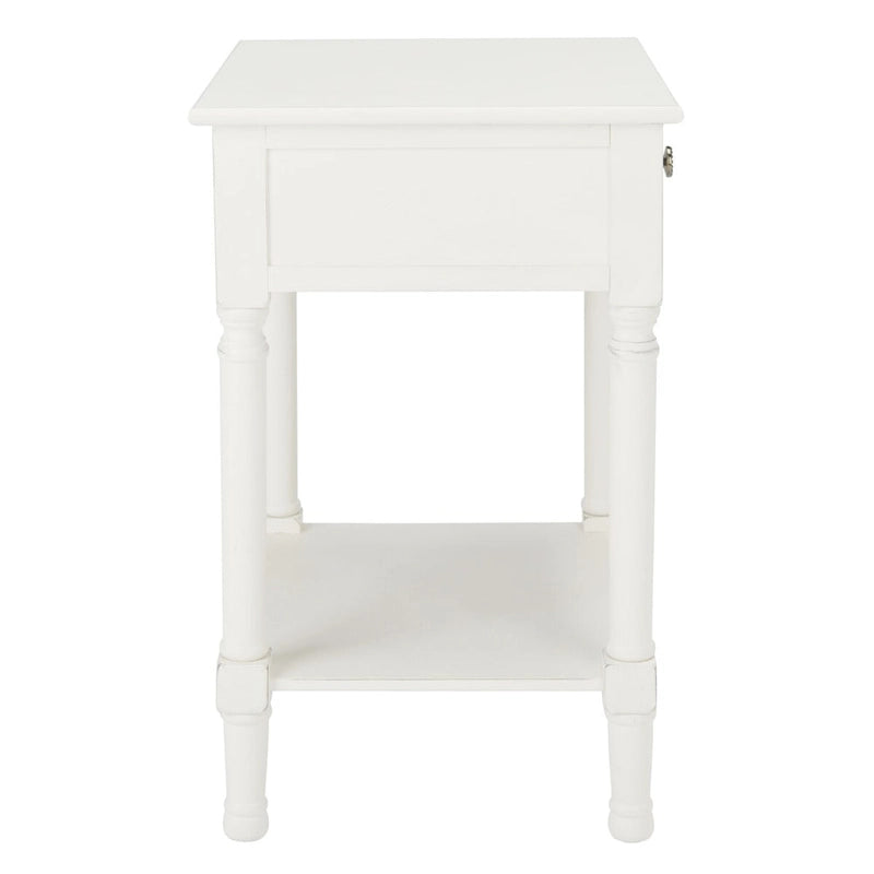 Single Drawer Carved Floral Accent Side Table Distressed Vintage Style