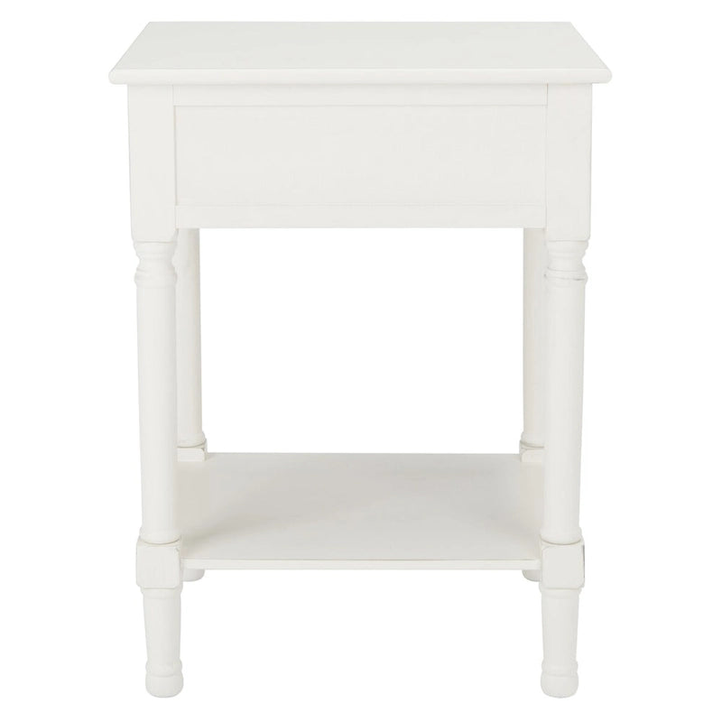 Single Drawer Carved Floral Accent Side Table Distressed Vintage Style