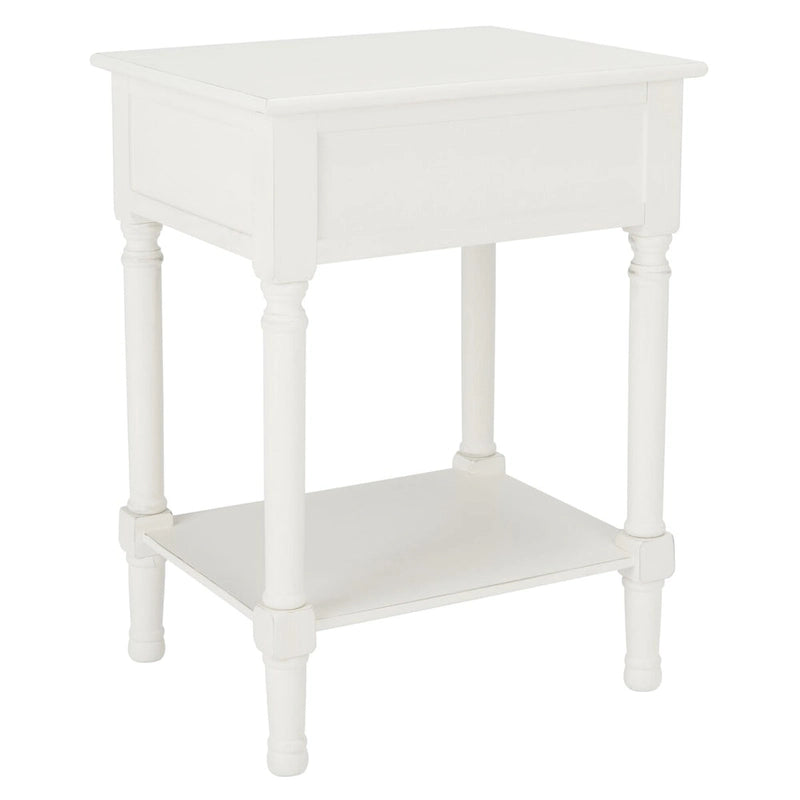 Single Drawer Carved Floral Accent Side Table Distressed Vintage Style