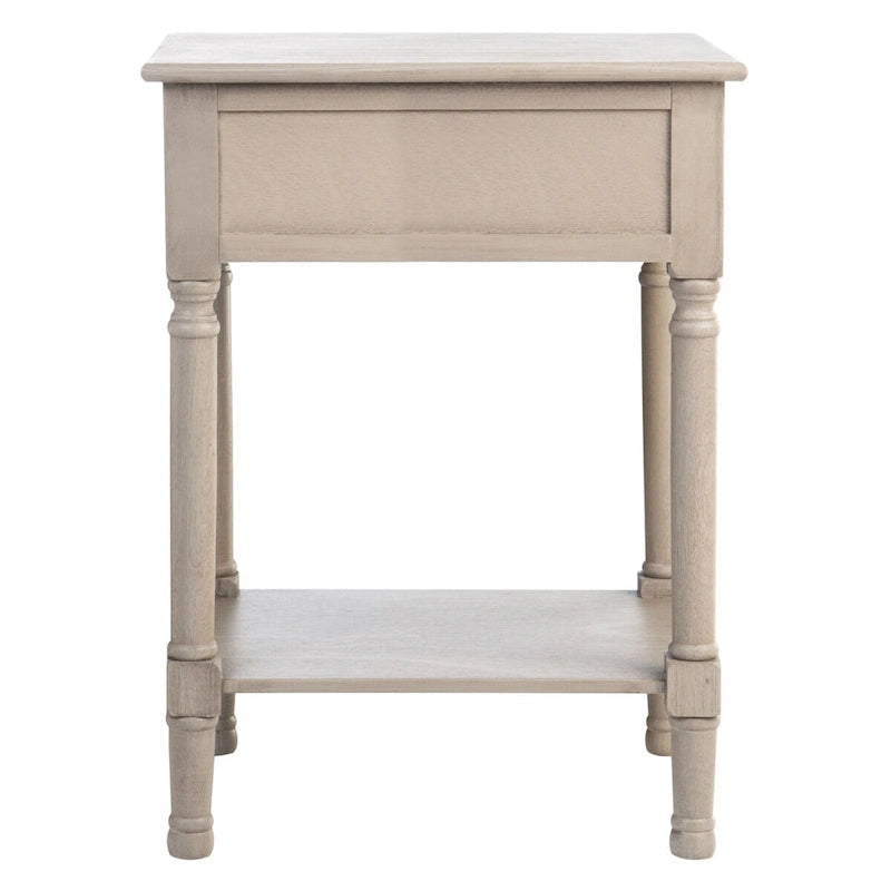 Single Drawer Carved Floral Accent Side Table Distressed Vintage Style