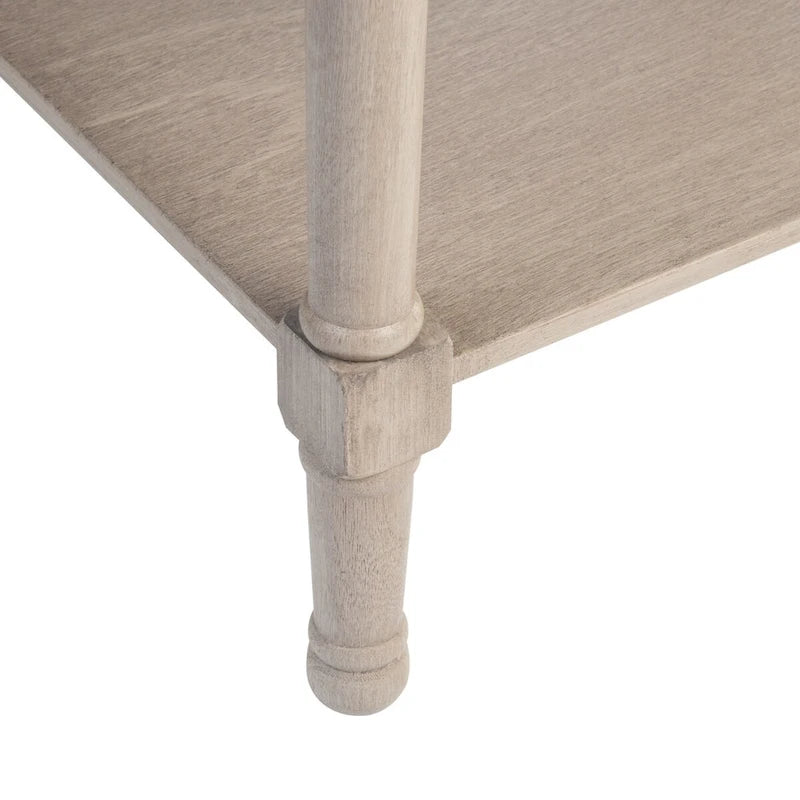 Single Drawer Carved Floral Accent Side Table Distressed Vintage Style