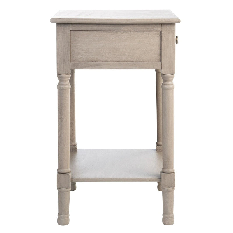 Single Drawer Carved Floral Accent Side Table Distressed Vintage Style