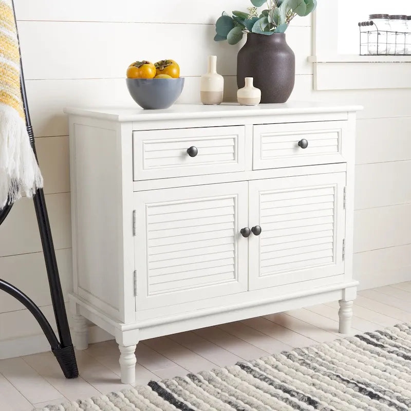 Farmhouse 2-Door 2-Drawer Sideboard with Carved Turned Legs Distressed Finish