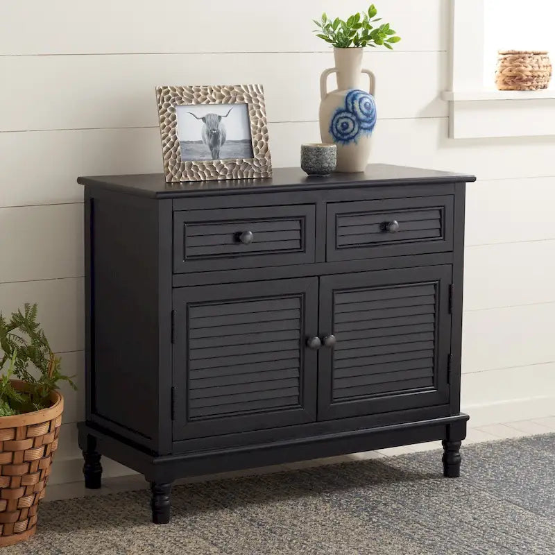 Farmhouse 2-Door 2-Drawer Sideboard with Carved Turned Legs Distressed Finish