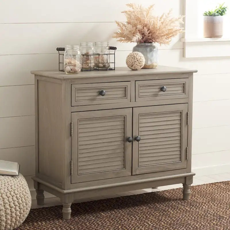 Farmhouse 2-Door 2-Drawer Sideboard with Carved Turned Legs Distressed Finish