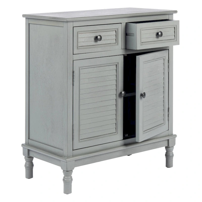 Farmhouse 2-Door 2-Drawer Sideboard with Carved Turned Legs Distressed Finish