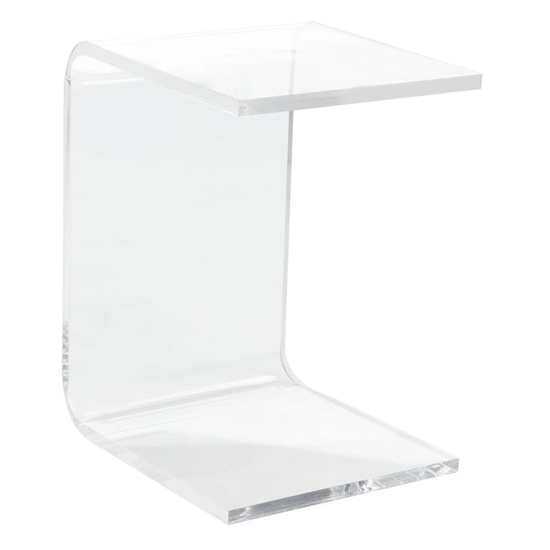 Clear Acrylic C-Shape Side Table Modern Transparent Living Room End Table