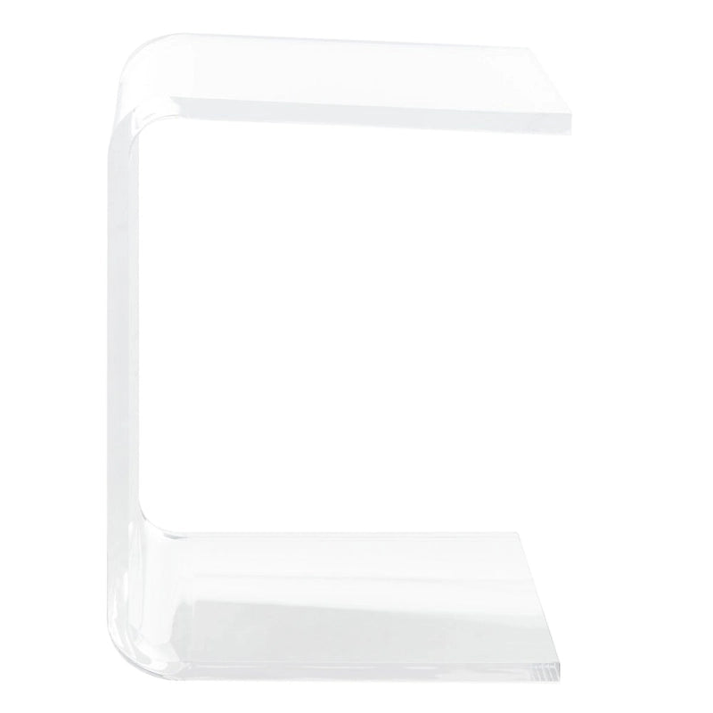 Clear Acrylic C-Shape Side Table Modern Transparent Living Room End Table