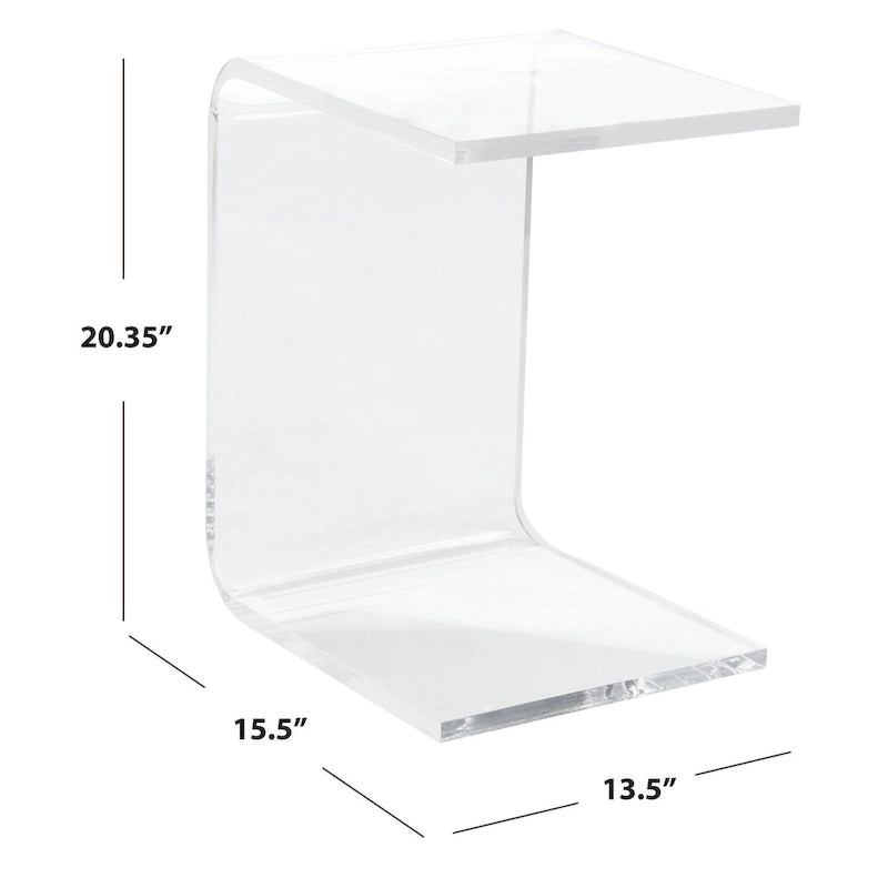 Clear Acrylic C-Shape Side Table Modern Transparent Living Room End Table
