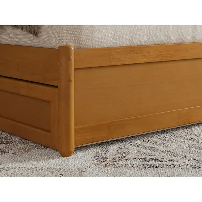 Solid Wood Sleigh Platform Bed with Panel Footboard, Walnut White Toffee