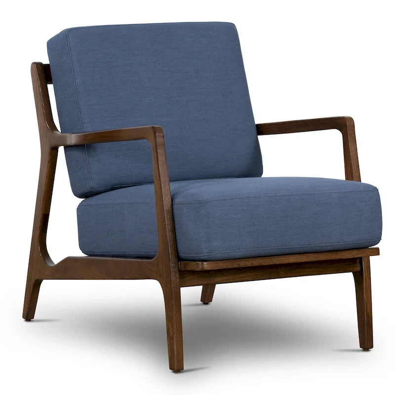 Fabric Lounge Chair with Solid Wood Frame and Removable Cushion Covers