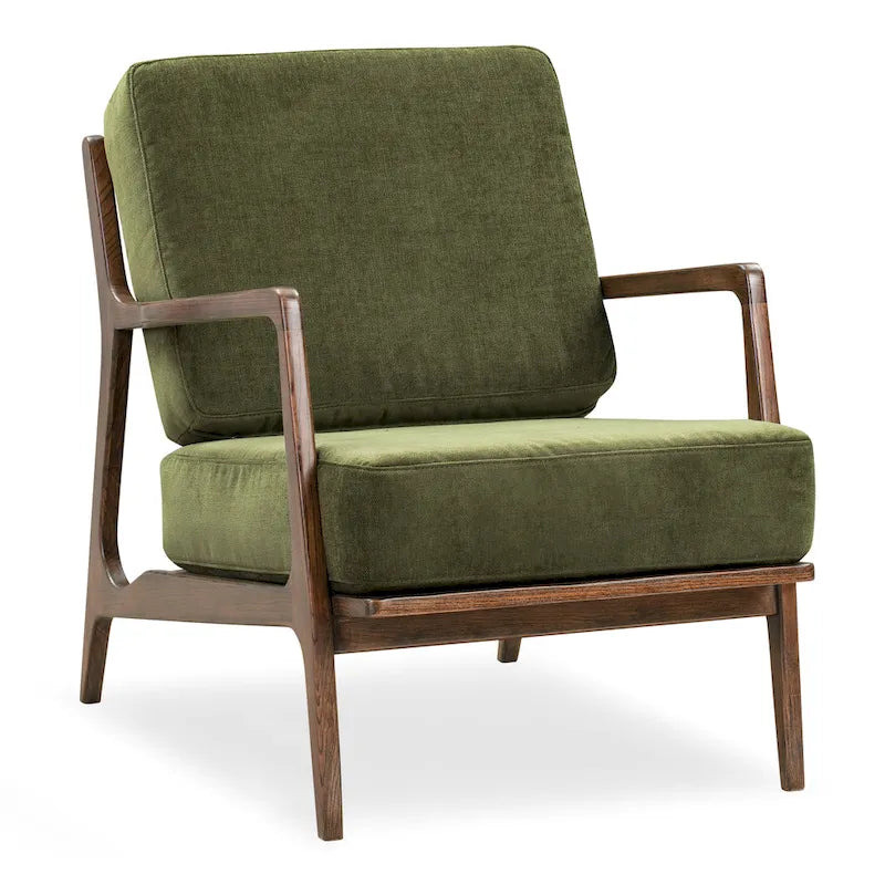 Fabric Lounge Chair with Solid Wood Frame and Removable Cushion Covers