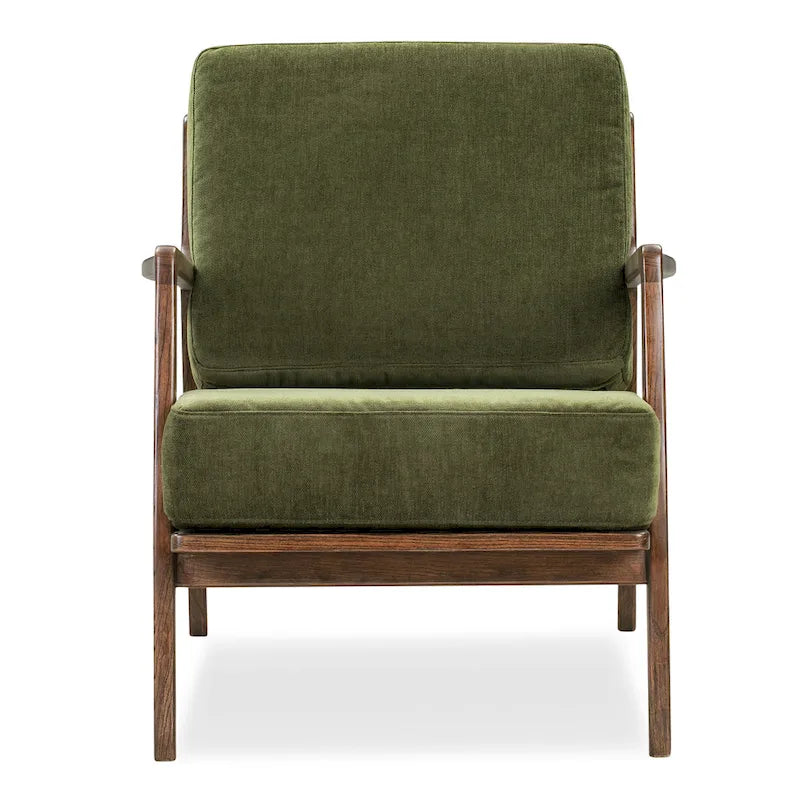 Fabric Lounge Chair with Solid Wood Frame and Removable Cushion Covers