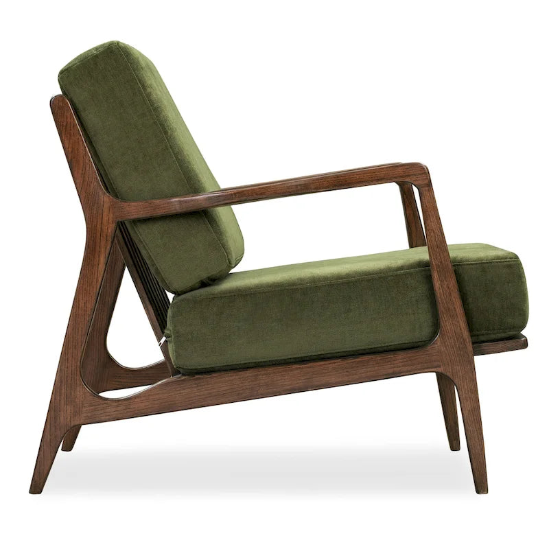 Fabric Lounge Chair with Solid Wood Frame and Removable Cushion Covers