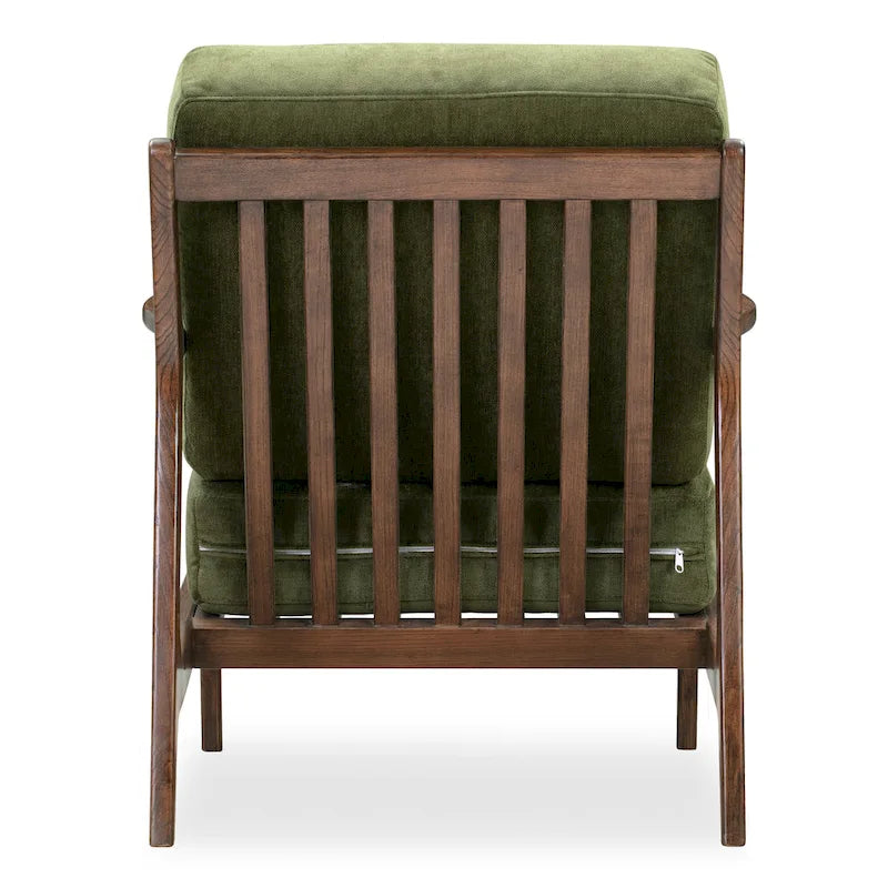 Fabric Lounge Chair with Solid Wood Frame and Removable Cushion Covers