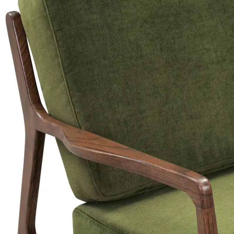 Fabric Lounge Chair with Solid Wood Frame and Removable Cushion Covers