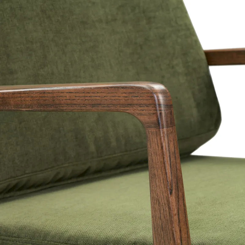 Fabric Lounge Chair with Solid Wood Frame and Removable Cushion Covers