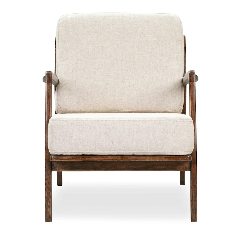 Fabric Lounge Chair with Solid Wood Frame and Removable Cushion Covers