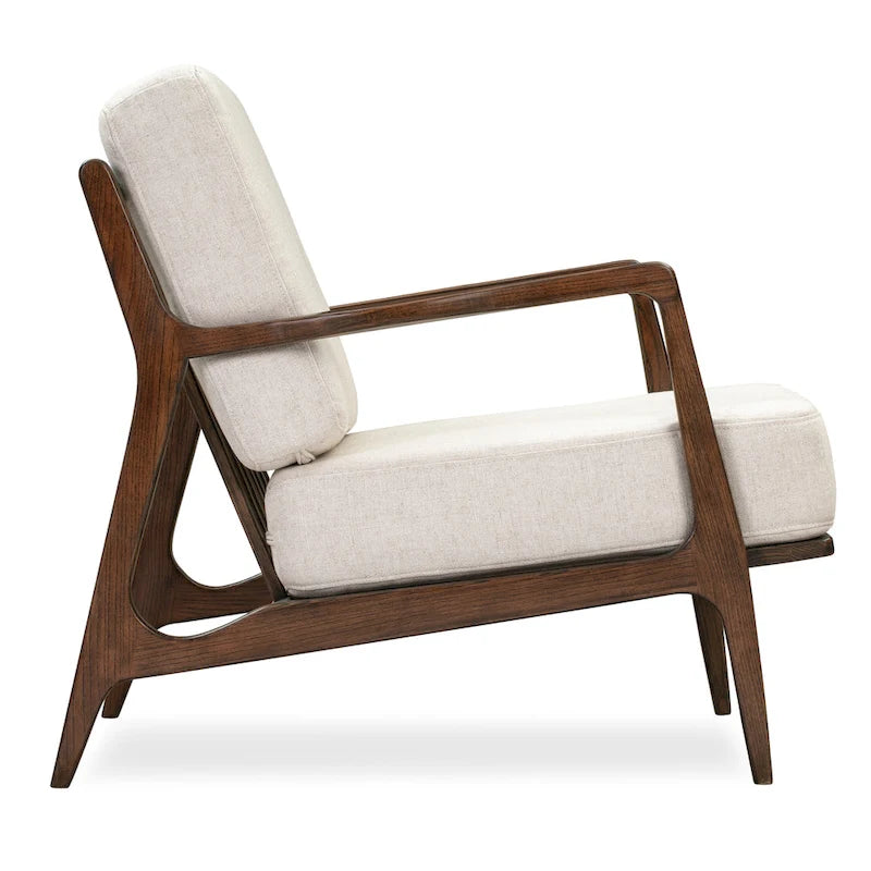 Fabric Lounge Chair with Solid Wood Frame and Removable Cushion Covers