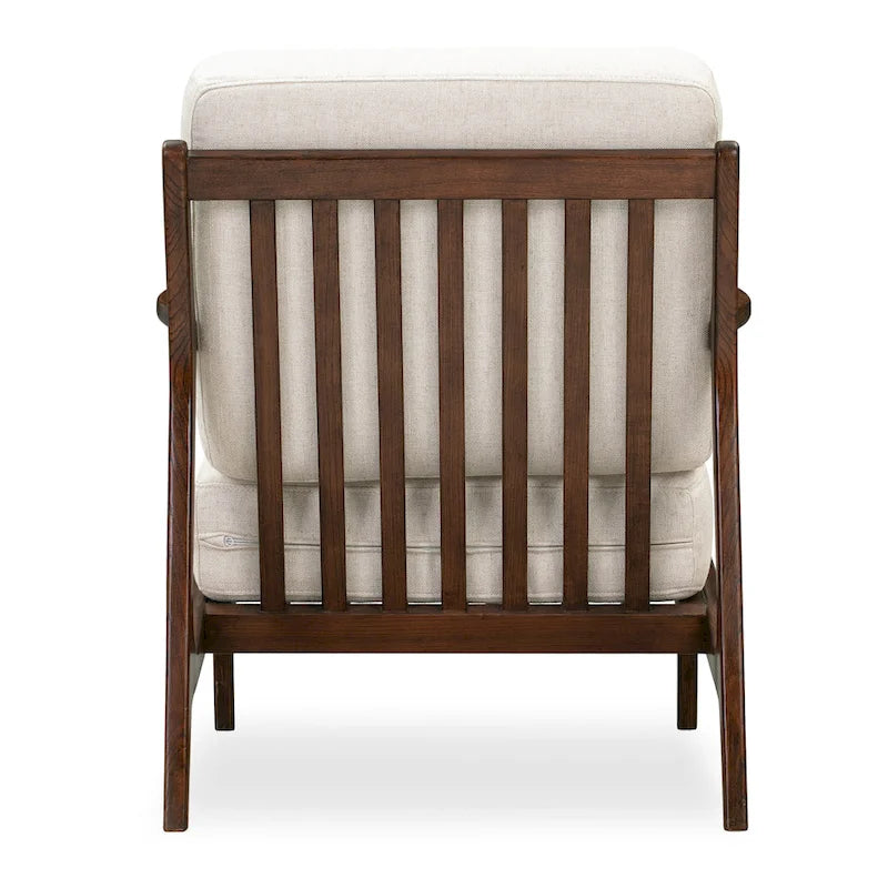 Fabric Lounge Chair with Solid Wood Frame and Removable Cushion Covers