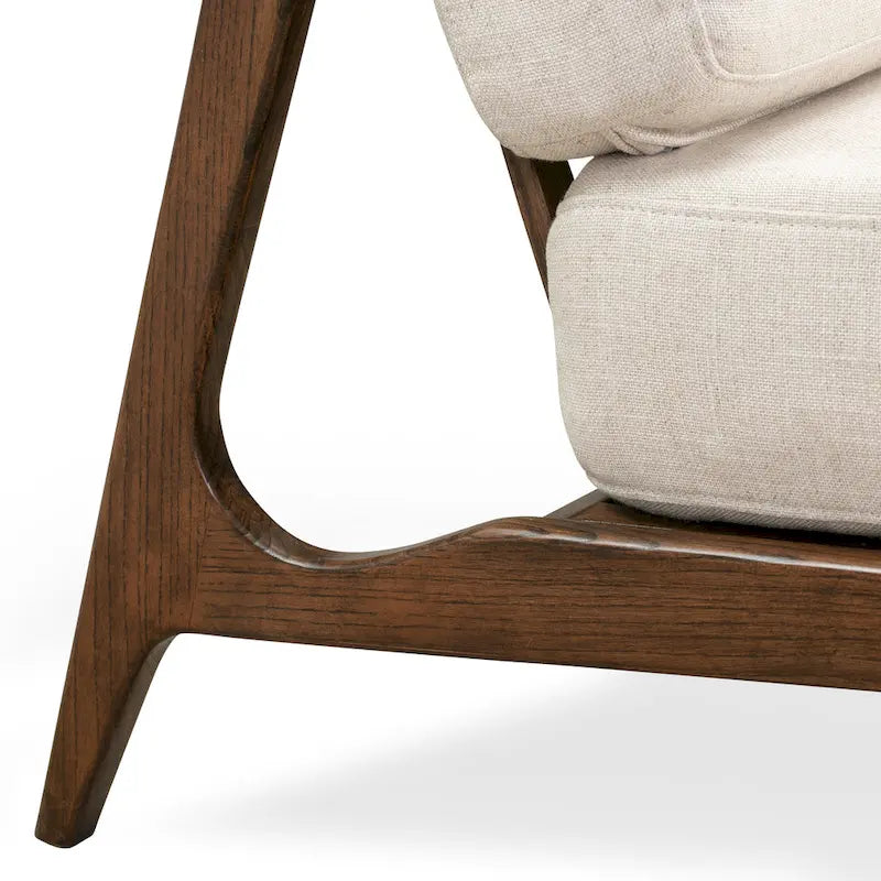 Fabric Lounge Chair with Solid Wood Frame and Removable Cushion Covers