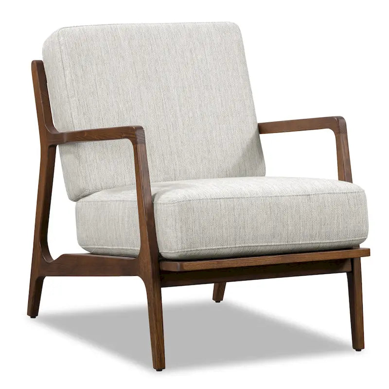Fabric Lounge Chair with Solid Wood Frame and Removable Cushion Covers