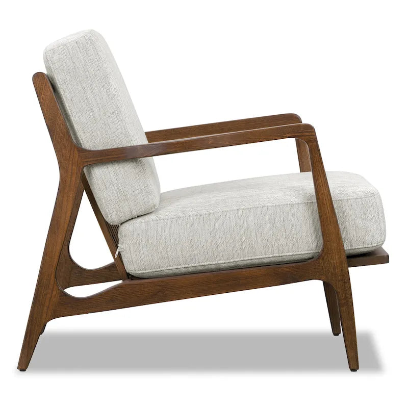 Fabric Lounge Chair with Solid Wood Frame and Removable Cushion Covers