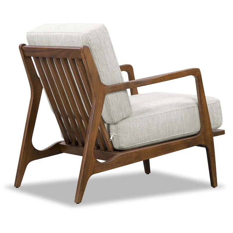 Fabric Lounge Chair with Solid Wood Frame and Removable Cushion Covers