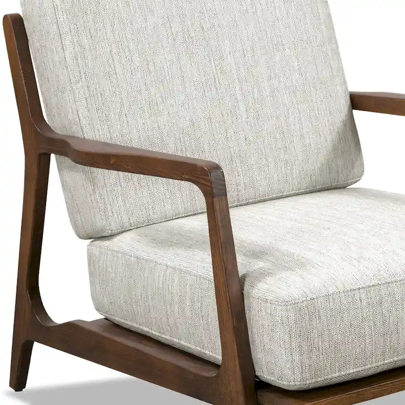 Fabric Lounge Chair with Solid Wood Frame and Removable Cushion Covers