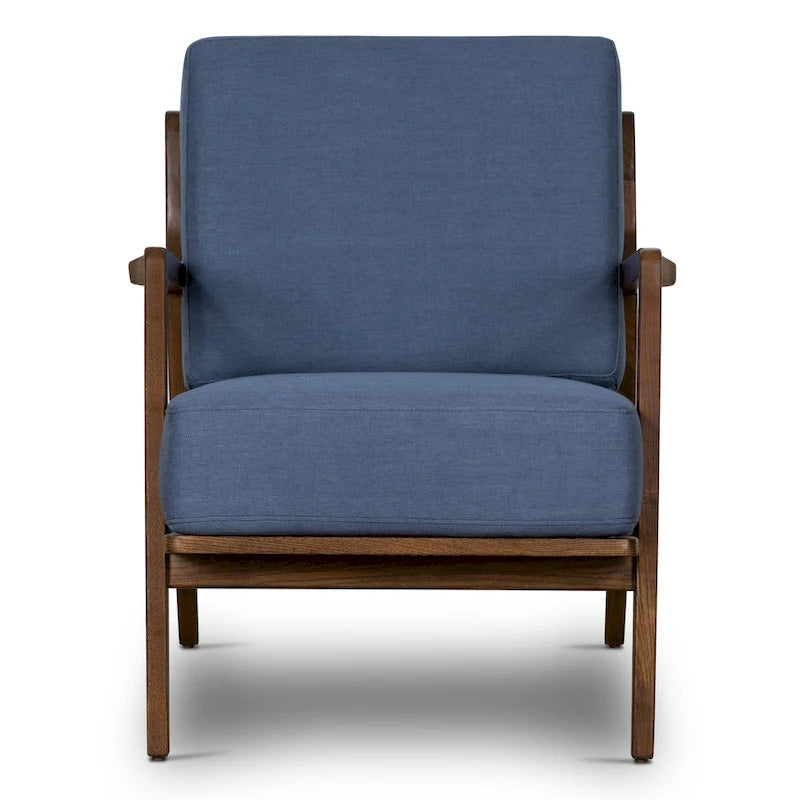 Fabric Lounge Chair with Solid Wood Frame and Removable Cushion Covers
