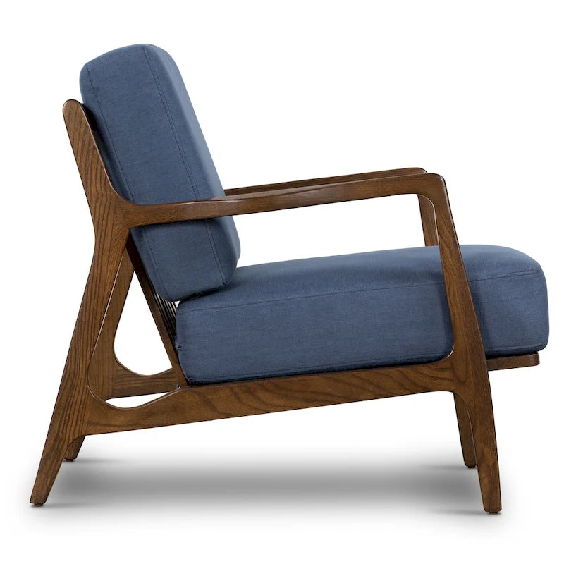 Fabric Lounge Chair with Solid Wood Frame and Removable Cushion Covers