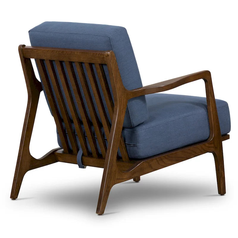 Fabric Lounge Chair with Solid Wood Frame and Removable Cushion Covers